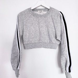 Garage Varsity Stripe Grey Cropped Sweatshirt